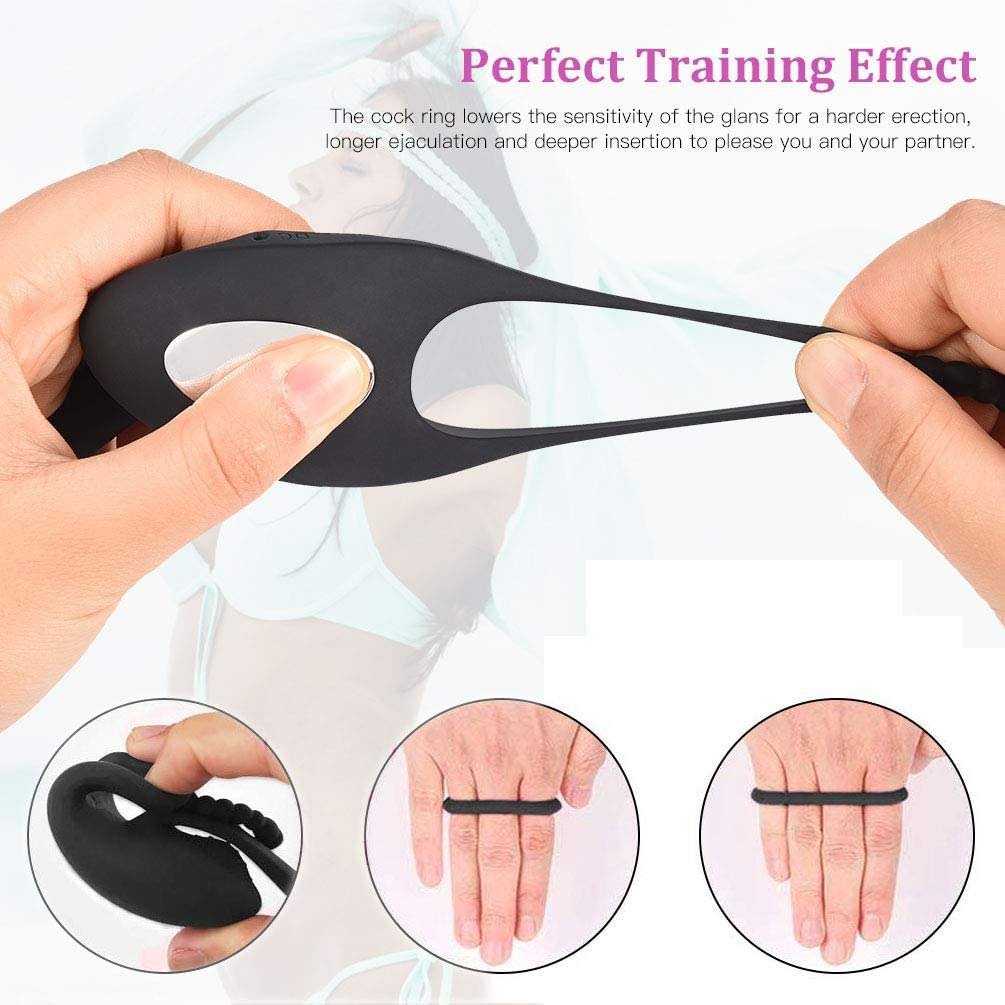 Waterproof Silicone Penis Ring Vibrator With 7 Modes Rechargeable Anal Clitoral Stimulation Sex Toy - 5