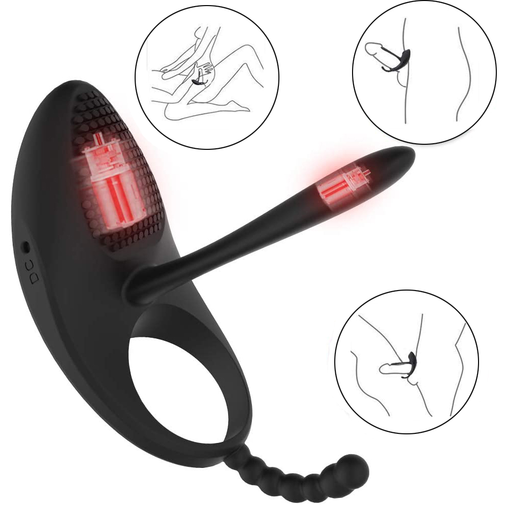 Waterproof Silicone Penis Ring Vibrator With 7 Modes Rechargeable Anal Clitoral Stimulation Sex Toy - 1