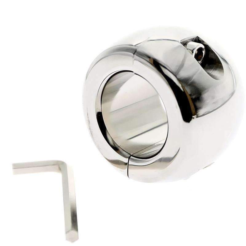 Stainless Steel Oval Scrotum Pendant Testis Weight Restraint Penis Lock Ring In 3 Sizes - 3