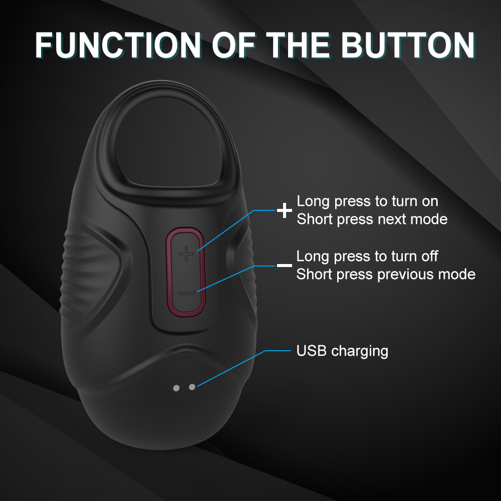 Male Vibrating Chastity Cage Scrotum Ball Stretcher Delay Training Penis Ring Adult Sex Toy - 6