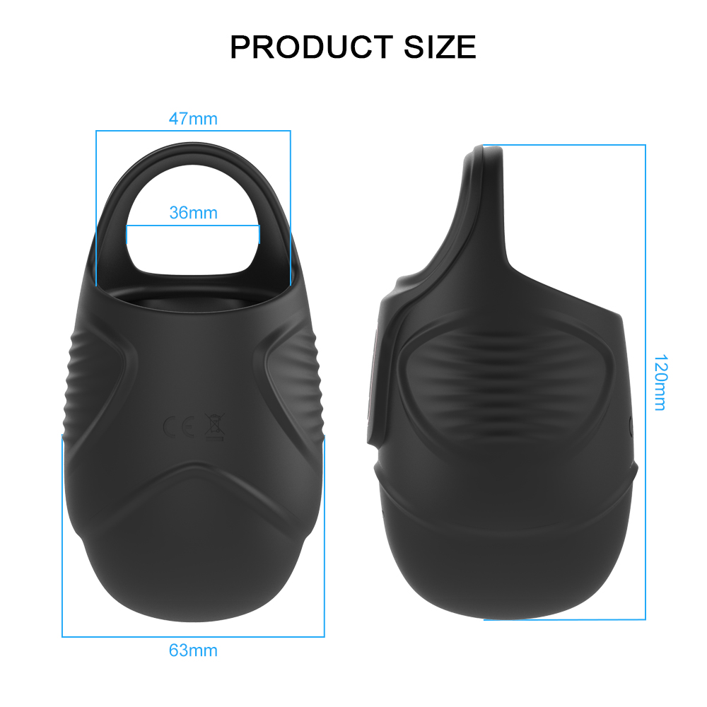 Male Vibrating Chastity Cage Scrotum Ball Stretcher Delay Training Penis Ring Adult Sex Toy - 3