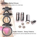 Triple Cock Ring Vibrating Bullet For Male Sperm Delay Penis Rings Men Sex Toys Massage Silicone Vibrator - 6