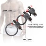 Triple Cock Ring Vibrating Bullet For Male Sperm Delay Penis Rings Men Sex Toys Massage Silicone Vibrator - 3