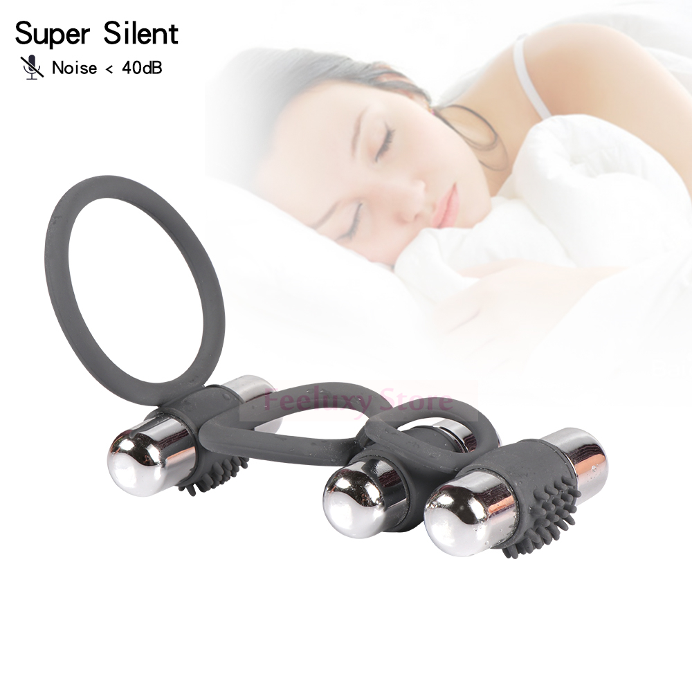Silicone Triple Cock Ring With Vibrating Bullet For Enhanced Stamina Male Pleasure Toy - 6