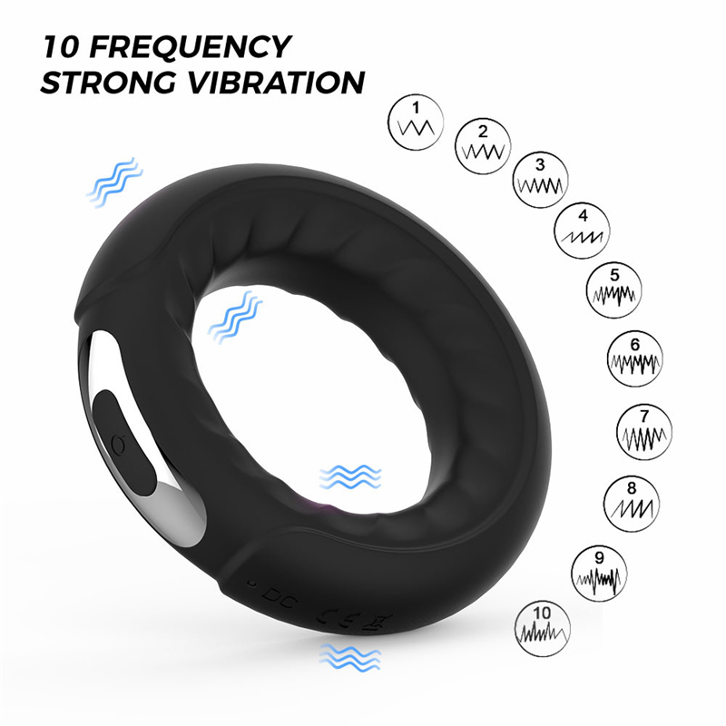 Wireless Remote Control 10speed Silicone Cock Rings Vibrating Male Sex Toys For Adult Games - 3