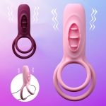 Remote Control Vibrating Penis Ring With Tongue Male Cock & Clitoral G-spot Vibrators Clitoris Stimulators Powerful Sex Toy - 2