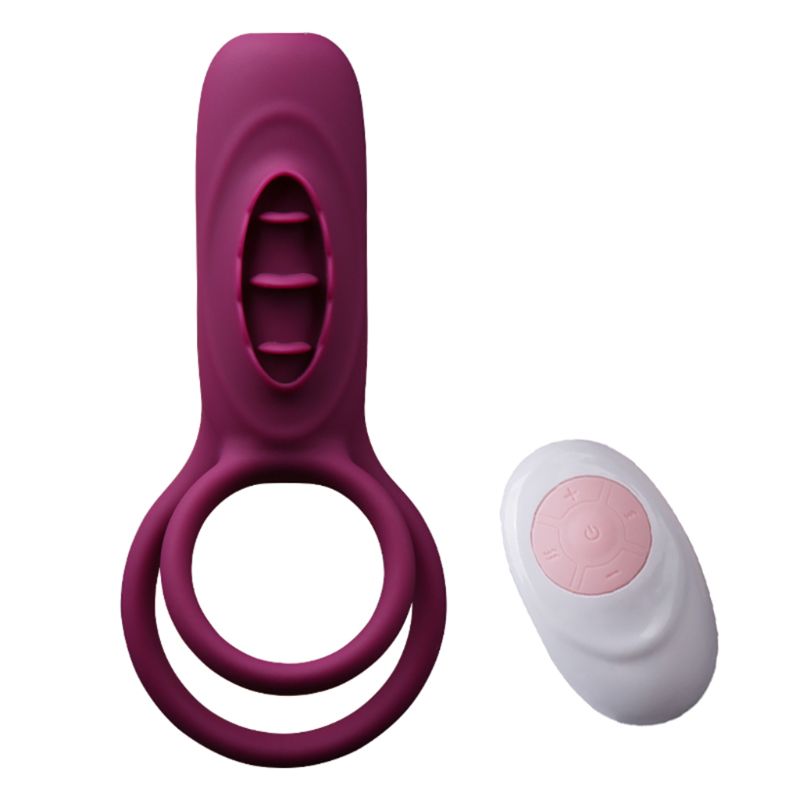 Deluxe Remote Control Vibrating Penis Ring With Tongue Male Female Gspot Clitoral Stimulator Powerful Adult Pleasure Toy - 8