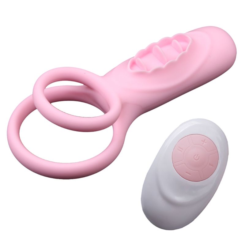Deluxe Remote Control Vibrating Penis Ring With Tongue Male Female Gspot Clitoral Stimulator Powerful Adult Pleasure Toy - 7