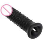 Big Penis Extender Enlarger Sheath Cock Enhancer Ball Stretch Sleeve Black White 16x4cm - 5