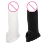 Big Penis Extender Enlarger Sheath Cock Enhancer Ball Stretch Sleeve Black White 16x4cm