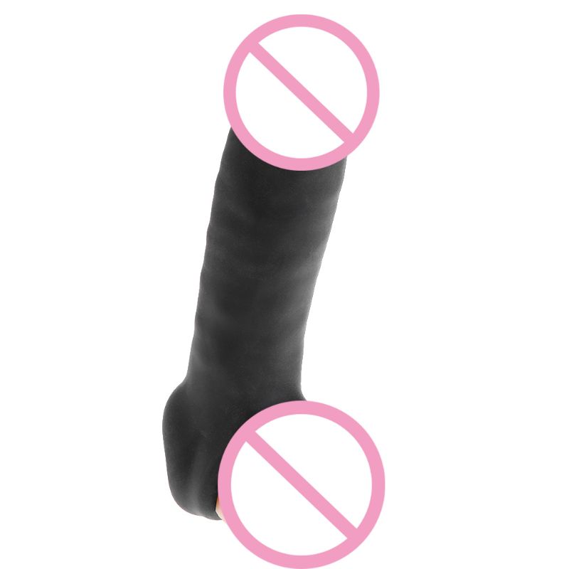 Male Enhancement Penis Extender Sleeve Cock Enlarger Sheath Testicle Stretcher 16x4cm Durable Blackwhite - 5