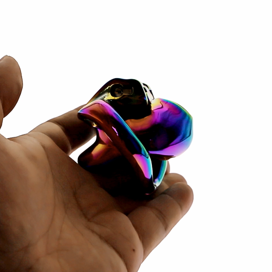 Stainless Steel Micro Small Chastity Device V3 Bdsm Torture Toys Rainbow Ht Cock Cage - 4