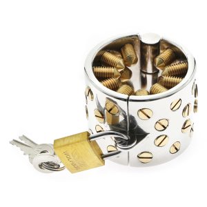 Kali's Teeth 4 Rows Gold Spiked Cock Ring Extreme Bdsm Cage Scrotum Pendant Male Chastity Device Torture Devices - 2