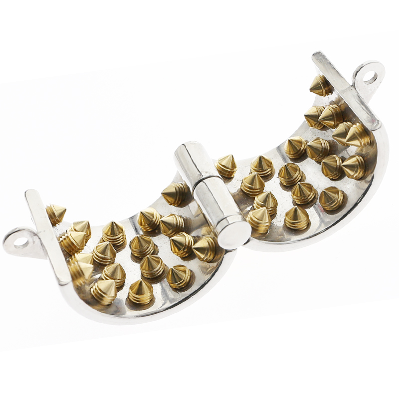 Kalis Teeth 4 Rows Gold Spiked Male Chastity Device Extreme Bdsm Scrotum Pendant Cock Ring Torture Cage - 16