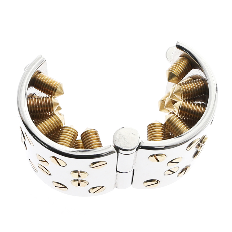 Kalis Teeth 4 Rows Gold Spiked Male Chastity Device Extreme Bdsm Scrotum Pendant Cock Ring Torture Cage - 7