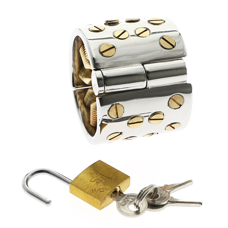 Kalis Teeth 4 Rows Gold Spiked Male Chastity Device Extreme Bdsm Scrotum Pendant Cock Ring Torture Cage - 4
