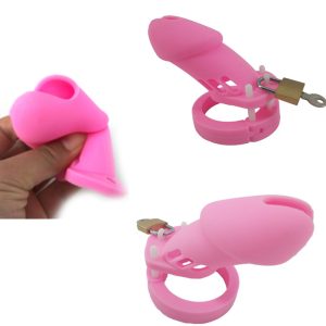 Silicone Pink Male Chastity Device Cock Cage Cb6000 Cb6000s With 5 Penis Ring Belt Adult Sex Toys For Men G7-2-5 - 2