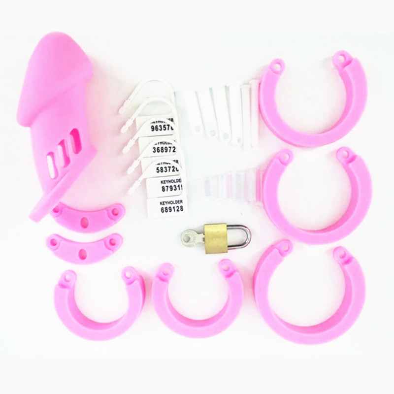Silicone Male Chastity Device Pink Cb6000 With 5 Adjustable Penis Rings Erotic Adult Sex Toy For Men - 15