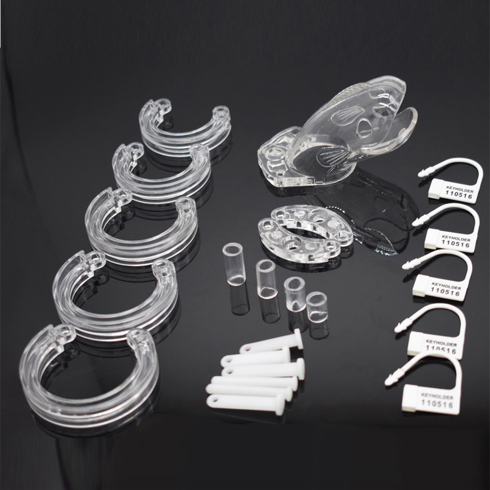 Male Chastity Device Whale Cock Cage Adjustable 5size Penis Rings Durable Plastic Brass Lock Number Tags Intimate Sex Toys For Men - 27