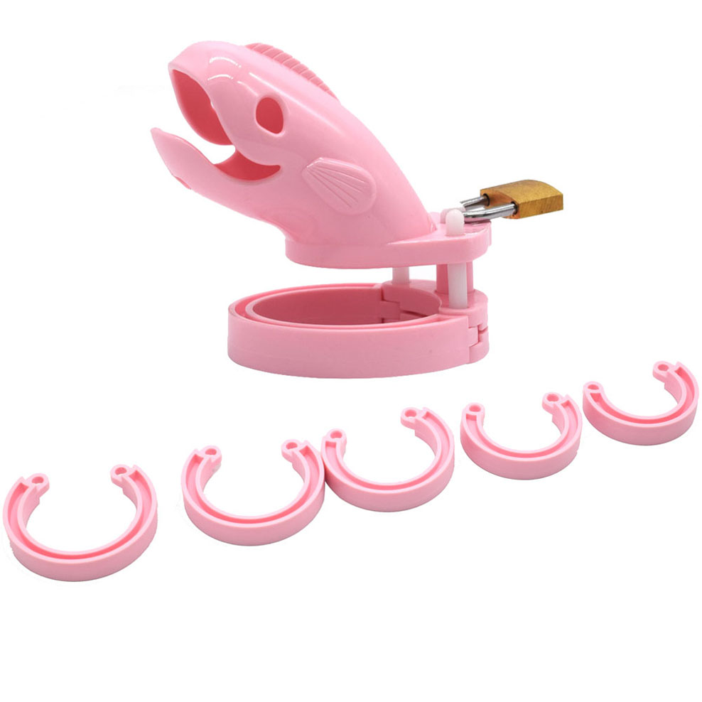 Male Chastity Device Whale Cock Cage Adjustable 5size Penis Rings Durable Plastic Brass Lock Number Tags Intimate Sex Toys For Men - 7