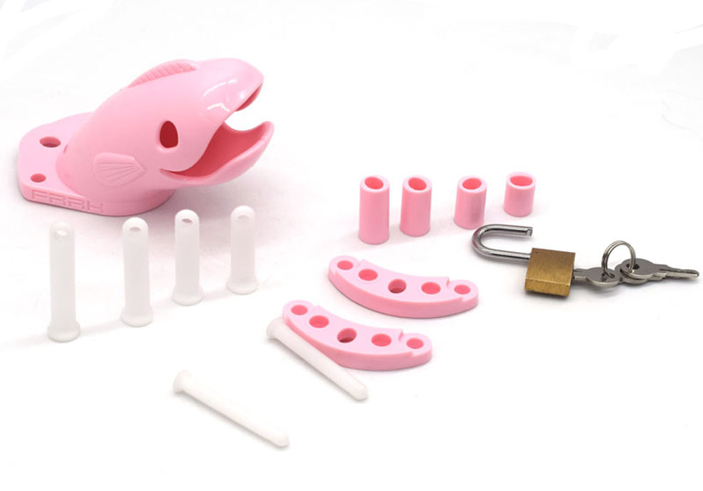 Male Chastity Device Whale Cock Cage Adjustable 5size Penis Rings Durable Plastic Brass Lock Number Tags Intimate Sex Toys For Men - 5