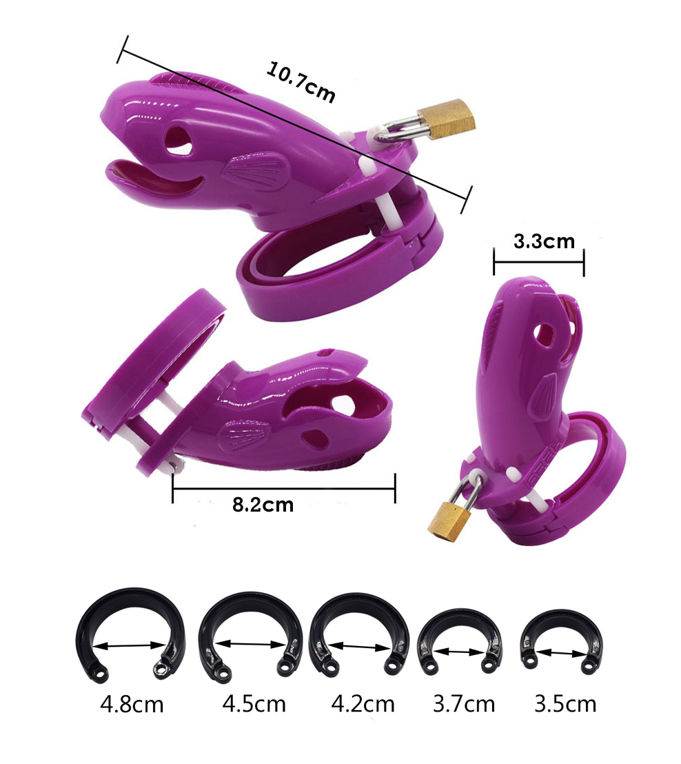 Male Chastity Device Whale Cock Cage Adjustable 5size Penis Rings Durable Plastic Brass Lock Number Tags Intimate Sex Toys For Men - 1