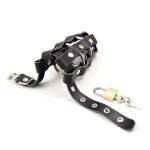 Leather Cock Cage Penis Ring Adjustable Restraint Bondage Lock Male Chastity Device Adult Game Sex Toy For Men - 5