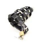 Leather Cock Cage Penis Ring Adjustable Restraint Bondage Lock Male Chastity Device Adult Game Sex Toy For Men