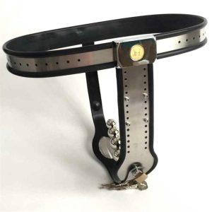 Female Chastity Belt Stainless Steel & Silicone Lock Vaginal Anal Plug Device Adjustable Panties Fetish Sex Toy - 2