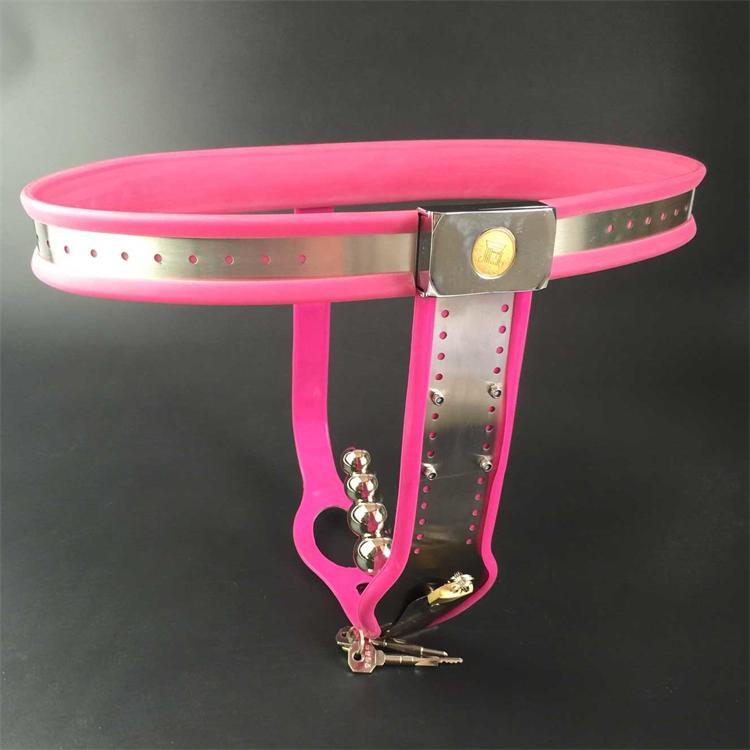 Quality Stainless Steel Silicone Female Chastity Belt Adjustable Fetish Panties With Vaginal Anal Plug Adult Sex Toy - 7