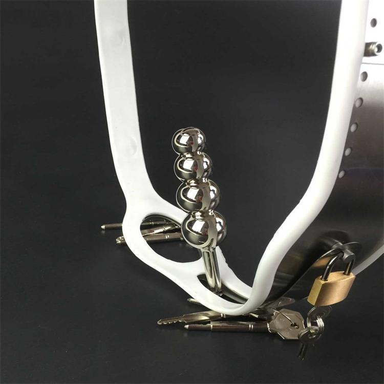 Quality Stainless Steel Silicone Female Chastity Belt Adjustable Fetish Panties With Vaginal Anal Plug Adult Sex Toy - 5