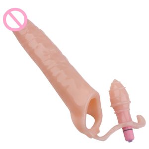 28cm Long Big Penis Extender Sleeve Vibrating Condoms Delay Ejaculation Cock Rings Dick Prostate Massager Sex Products For Men
