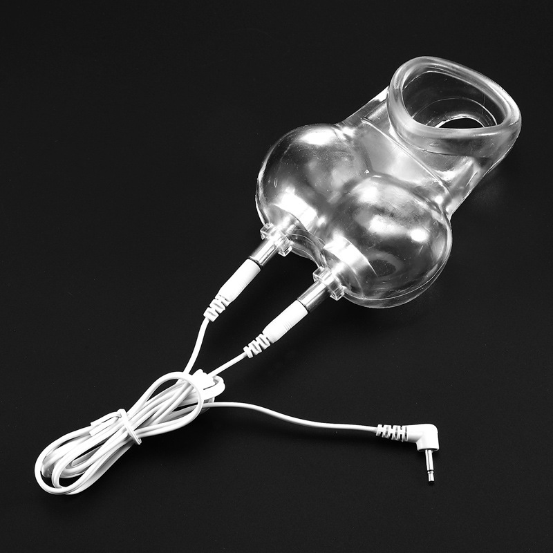 Mens Electro Shock Cockring Electrical Stimulator Scrotum Bondage Bags Ball Stretcher Sex Toy Cock Sleeve Ballstretcher - 9