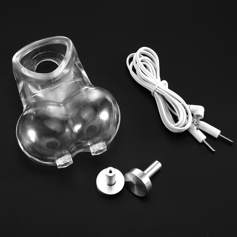Mens Electro Shock Cockring Electrical Stimulator Scrotum Bondage Bags Ball Stretcher Sex Toy Cock Sleeve Ballstretcher - 8