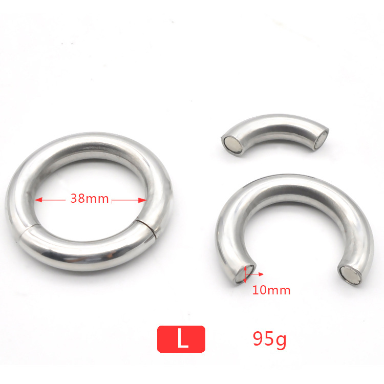 Stainless Steel Male Enhancement Cock Rings Magnetic Metal Penis Ring Adult Intimacy Toys Scrotum Ball Stretcher Weights - 4