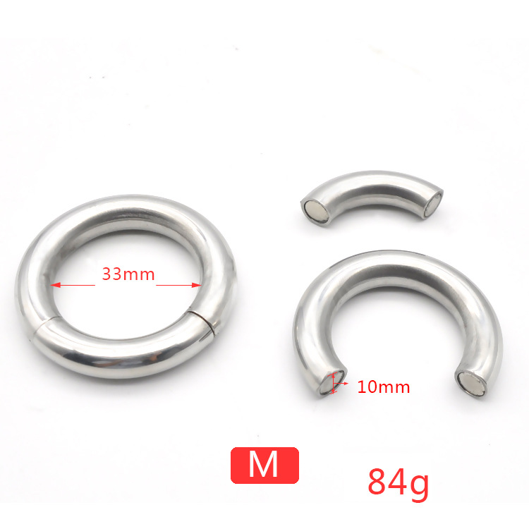 Stainless Steel Male Enhancement Cock Rings Magnetic Metal Penis Ring Adult Intimacy Toys Scrotum Ball Stretcher Weights - 3