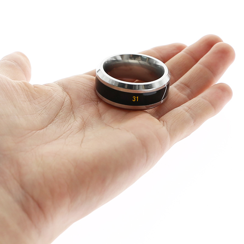 Led Temperature Sensing Steel Cock Ring For Enhanced Erection Mood Emotion Display Premature Ejaculation Control - 8