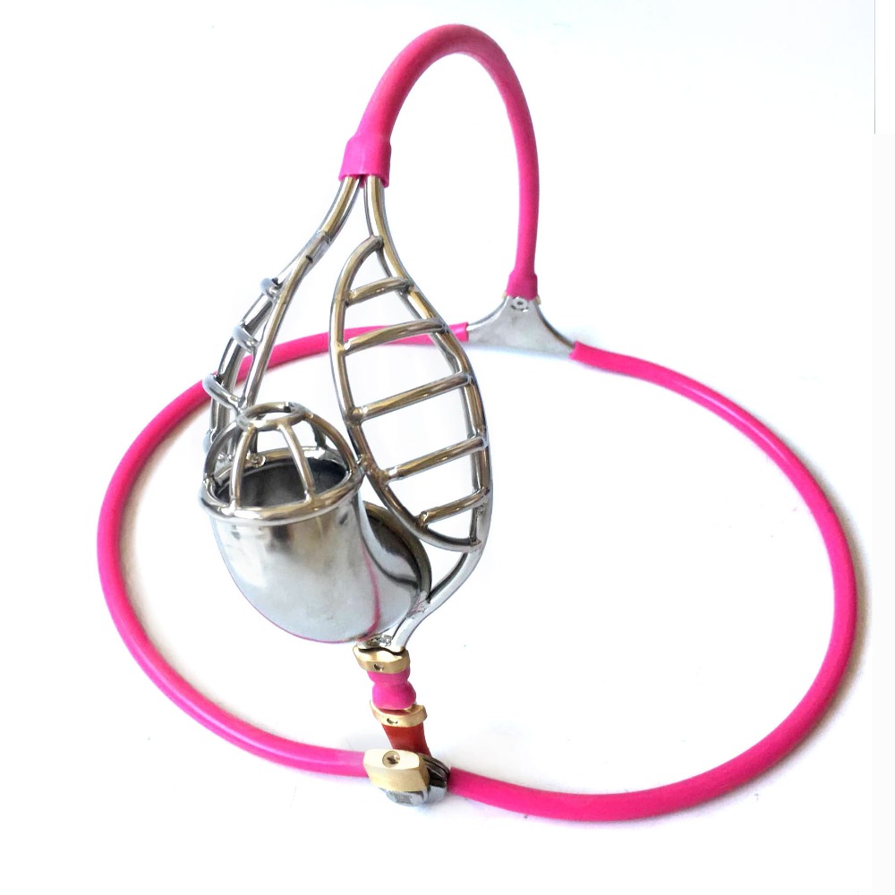 Stainless Steel Male Chastity Device Silicone Strapon Panties Metal Cock Cage Mens Intimate Sex Toy - 5