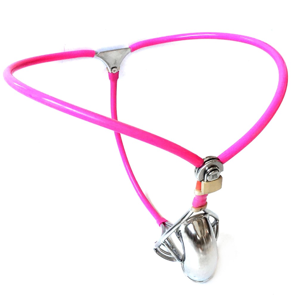 Stainless Steel Male Chastity Device Silicone Strapon Panties Metal Cock Cage Mens Intimate Sex Toy - 4