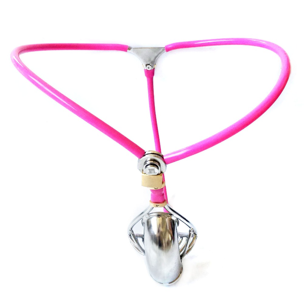 Stainless Steel Male Chastity Device Silicone Strapon Panties Metal Cock Cage Mens Intimate Sex Toy - 3