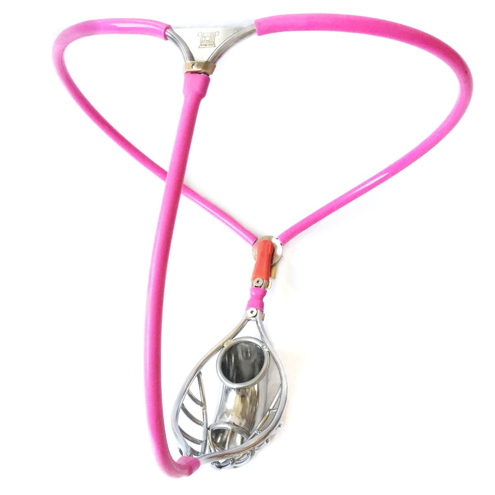 Stainless Steel Male Chastity Device Silicone Strapon Panties Metal Cock Cage Mens Intimate Sex Toy - 2