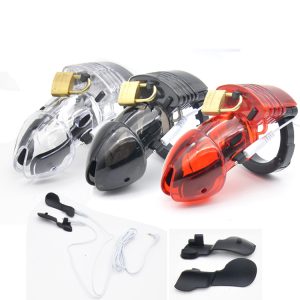 Electric Shock Chastity Cage Cock Plastic Male Device Sex Toys Penis With Host Vibrating Ring For Men - 2