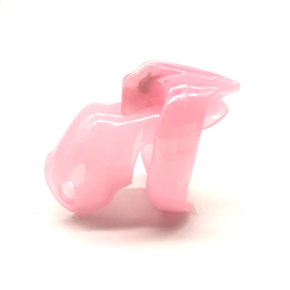 V4 Super Small Pink Male Chastity Cage Adult Toy With 4 Penis Rings Plastic Cock Bondage Belt Fetish Sex Accessory - 6