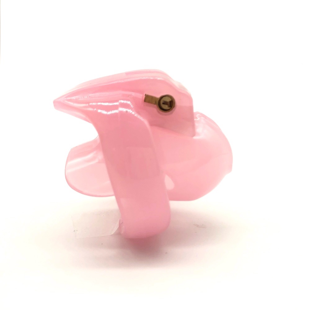 V4 Super Small Pink Male Chastity Cage Adult Toy With 4 Penis Rings Plastic Cock Bondage Belt Fetish Sex Accessory - 4