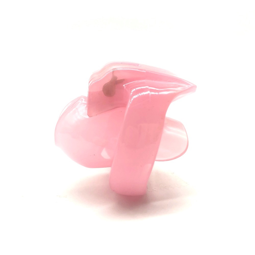 V4 Super Small Pink Male Chastity Cage Adult Toy With 4 Penis Rings Plastic Cock Bondage Belt Fetish Sex Accessory - 2