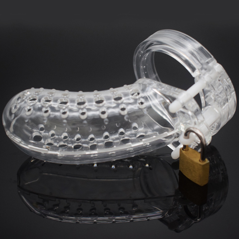 Male Chastity Device Plastic Lock Cage With Urethral Opening Erotic Adult Game Toy For Men - 17