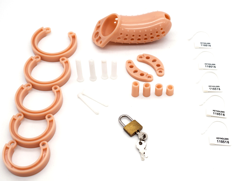 Male Chastity Device Plastic Lock Cage With Urethral Opening Erotic Adult Game Toy For Men - 11