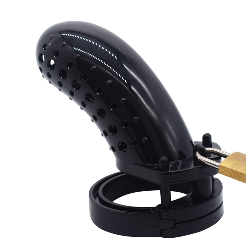Male Chastity Device Plastic Lock Cage With Urethral Opening Erotic Adult Game Toy For Men - 5