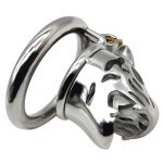 Stainless Steel Leopard Tiger Head Shape Lock Cock Cage Male Chastity Device Ring Penis Adult Game Metal Sex Toy - 4
