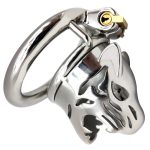 Stainless Steel Leopard Tiger Head Shape Lock Cock Cage Male Chastity Device Ring Penis Adult Game Metal Sex Toy - 3